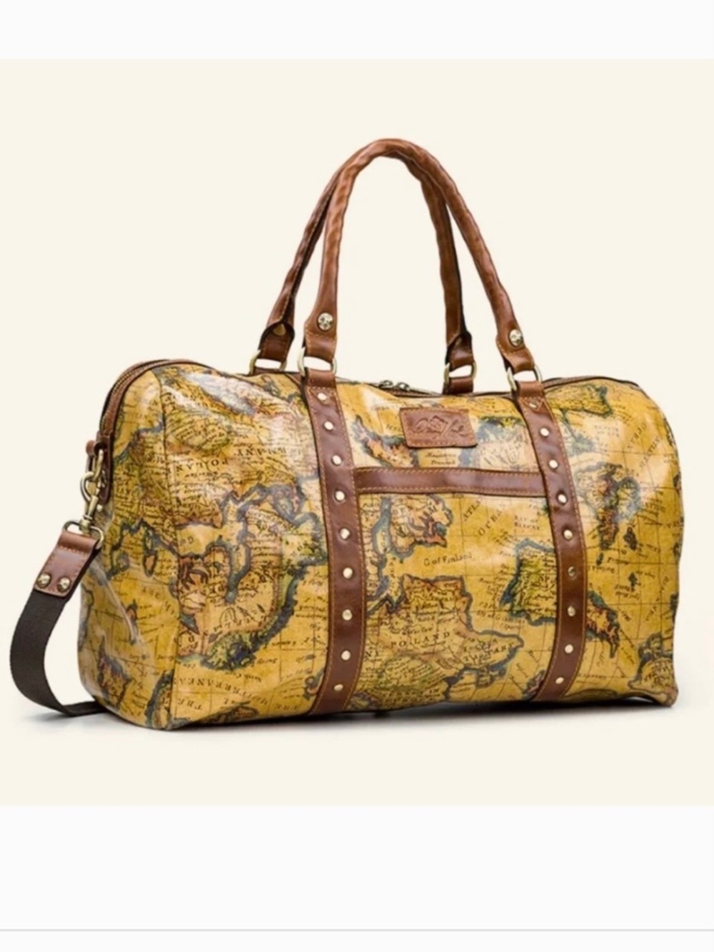 Patricia Nash Milano All Leather Weekender Duffel Bag European Map